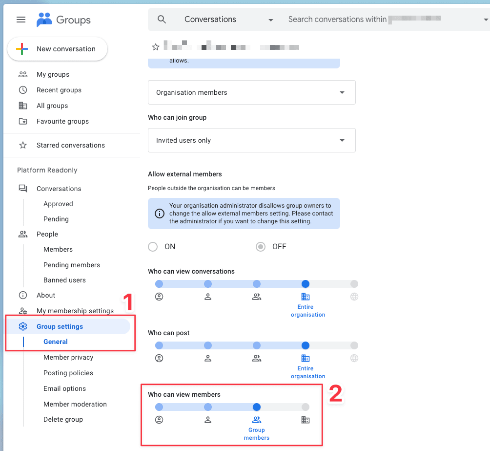 GCP Group Settings
