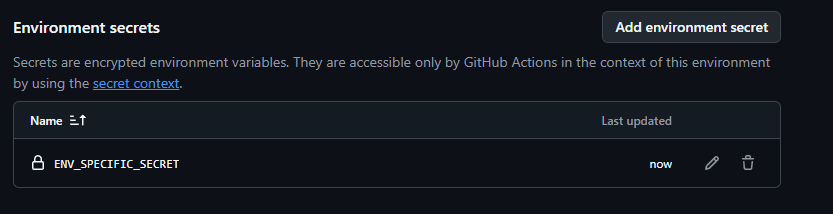 adding env specific secret after